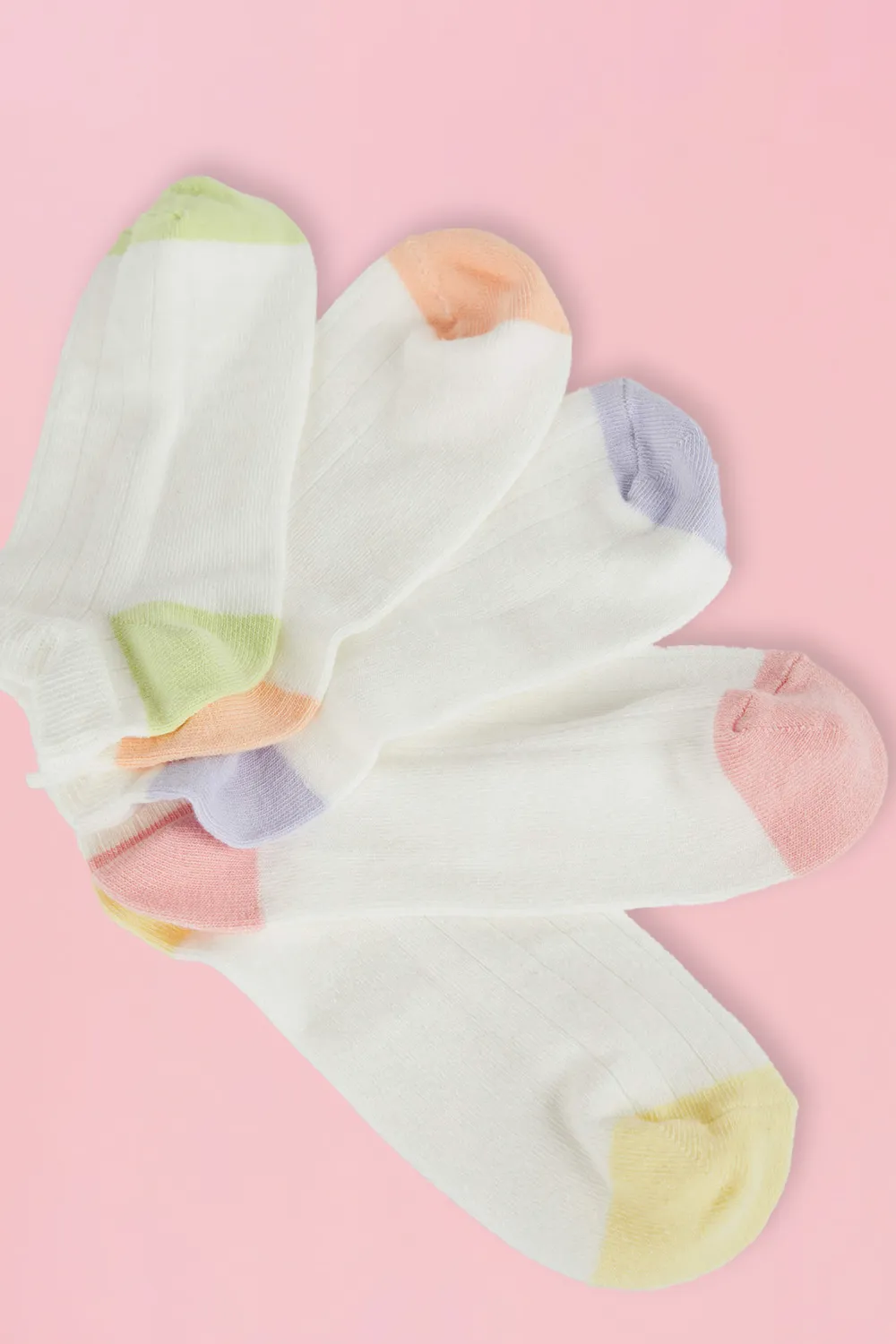 شرابات قطن سادة بالوان مختلفة 5 قطع