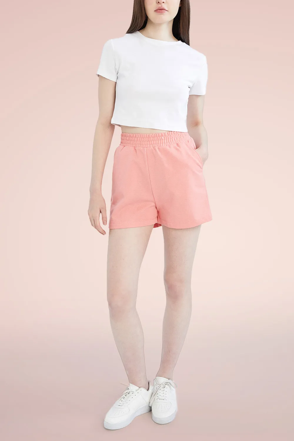 شورت تريكو برتقالي بخصر مطاط